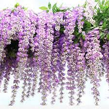 Amazon Com 3 4 Ft Realistic Romantic Classic Artificial Fake Wisteria Vine Ratta Silk Flowers For Garden Artificial Flowers Diy Floral Decor Hanging Flowers