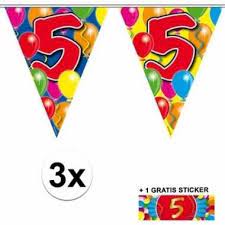 3 X Leeftijd Slinger 5 Jaar Met Sticker Vlag Eu