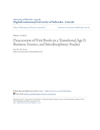 Deaccession of Print Books in a Transitional Age II: Business, Science, and  Interdisciplinary Studies