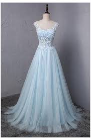 Light Blue Tulle Scoop Neck A Line Long Sweet 16 Prom Dress Lace Formal Dress Light Blue Formal Dress L In 2020 Lace Formal Dress Light Blue Dress Formal Dresses