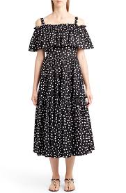 Dolce Gabbana Polka Dot Cold Shoulder Dress Nordstrom Designer Outfits Woman Dresses Cold Shoulder Dress