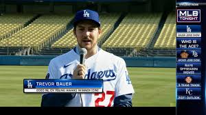 The reigning national league cy young award winner. Trevor Bauer Introduced By Dodgers