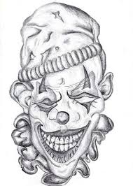 The man wearing normal clothes taps on the car window and terrifies the clowns as he tries to get in. Free Printable Evil Clown Drawings Badass Drawings Scary Clown Drawing Joker Drawings