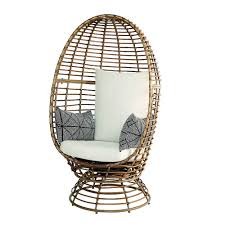 This mango wood wicker chair with its white washed finish is perfect for any room antique resin wicker rocker chair: Stylewell Brown Wicker Outdoor Swivel Patio Egg Lounge Chair With Beige Cushions And Black The Home Depot Canada