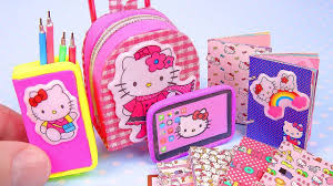 Diy Miniature Hello Kitty School Supplies Hello Kitty School Supplies Hello Kitty School Paper Crafts Diy Kids