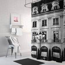 This shower curtain is the perfect way to celebrate your impeccable style and breathe new life into your bathroom. Black And White Paris Shower Curtain Etsy Paris Theme Bathroom French Bathroom Decor Paris Decor