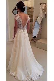 A Line Lace Scalloped Chiffon Open Back Wedding Dress Wedding Dresses Lace Trendy Wedding Dresses Dresses For Big Bust