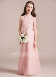 Us 84 00 A Line Princess Halter Floor Length Chiffon Lace Junior Bridesmaid Dress Jj S House Junior Bridesmaid Dresses Junior Bridesmaid Bridesmaid Dresses
