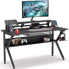 Chic Tribesigns Ergonomic Gaming Desk With Monitor Stand 47 Inch K Shaped Computer Pc Gaming Desk With Storage Shelf Game Tab In 2020 Pc Gaming Desk Gaming Desk Desk