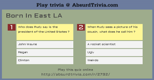 I do not own this movie so yeah just enjoy the scenes Trivia Quiz Born In East La