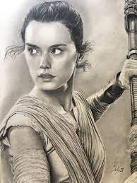 Original Pencil Portrait Of Rey Star Wars Size A4 21 X 29 7 Etsy Star Wars Drawings Rey Star Wars Pencil Portrait