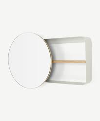 White storage shelves unit self standing great for b. Joris Metal Wood Round Mirror With Shelving Unit Off White Made Com
