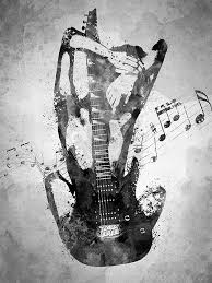 Black And White Music Artwork White And Black Digital Drawing Of A Female Guitarist Sitting Down Music Woman Instrument Guitar Bass Dec Guitarist Art Music Illustration Music Artwork
