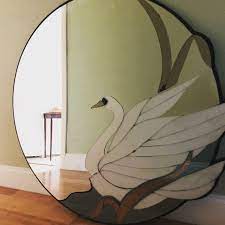 1980s david marshall signed mirror with etched bird. David Marshall Swan Mirror Mirror Sign Mirror New Room