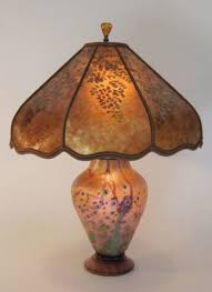 Sold together with antique coal oil lamps queen anne and. Green Tree Lindsay Art Glass Lamp With Lighted Base Amber Mica Lamp Shade With Green Maidenhair Fern Sue Johnson Custom Lamps Shades
