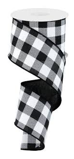 Black And White Plaid Ribbon Wired Black White Buffalo Plaid Ribbon Wired By The Roll 2 5 Etsy Buffalo Plaid Ribbon Plaid Ribbon Black And White Ribbon
