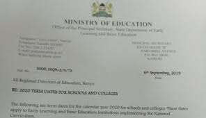 2020 Primary High School College Term Dates Opening Closing Dates School Terms School Calendar Secondary School
