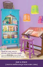 Hobby Lobby Project Just A Trace Stencil Paint Gold Leaf Bronze Leaf Stool Drafting Table Lampshade Wastebasket Crafts Hobby Lobby Diy Art Craft Store