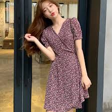 Jika sebelumnya ada paduan kerah 'v' dan round, maka jenis 'y' paduannya yaitu 'v' dan kerah polo. Infinite Summer Bohemia V Neck Floral High Waist Lace Up Dress Short Sleeve Student Dress Shopee Malaysia