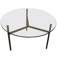 1970 S French Round Glass Top With Black Iron Base Coffee Table Metal Base Coffee Table Glass Top Table Glass Top Coffee Table