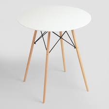 With A Smooth White Lacquer Surface Our Round Bar Height Table Is A Compact Solution For Small Dining Areas Kitchen Table Metal Metal Dining Table Pub Table