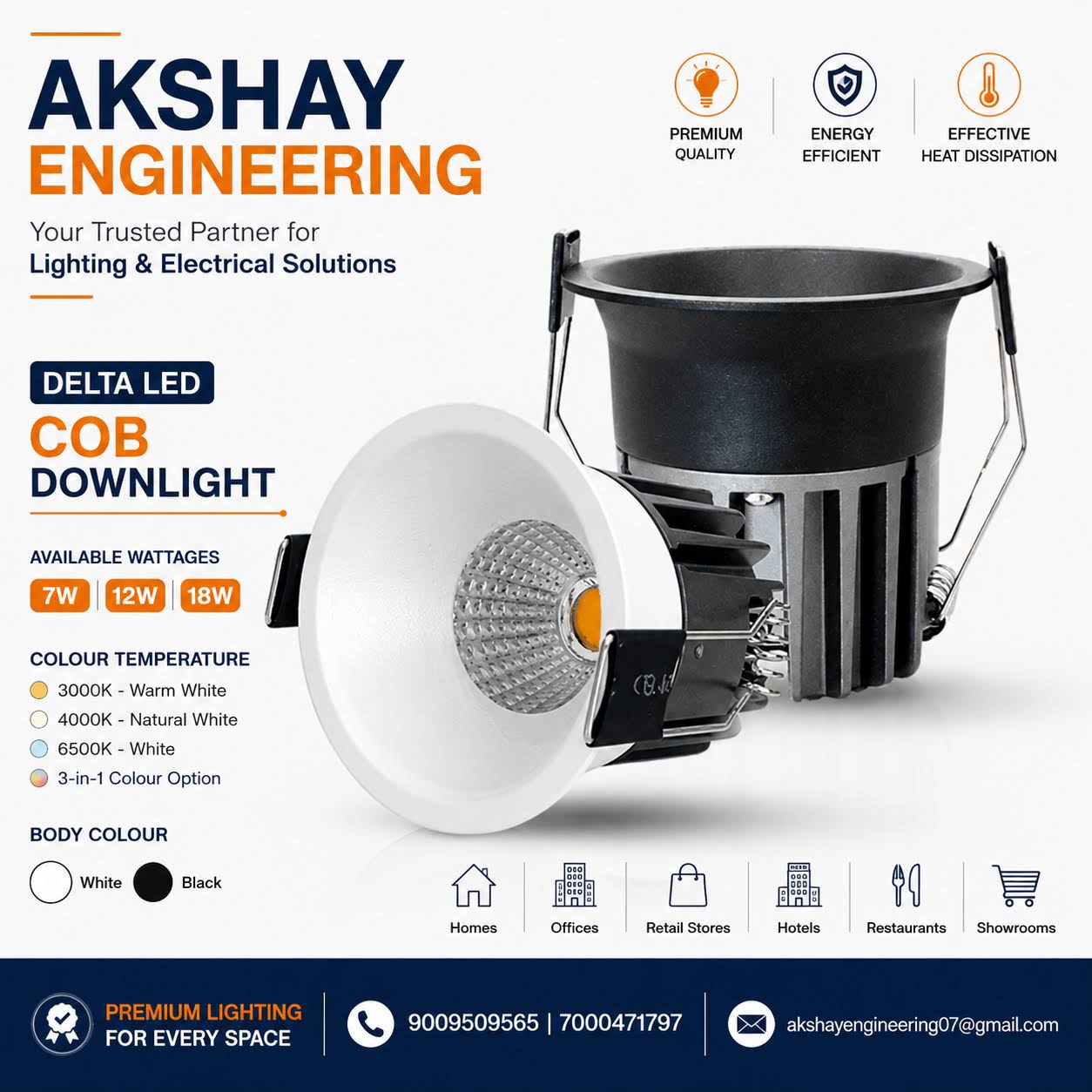 LED DELTA COB LIGHT | 7W-12W-18W | LED SPOT LIGHT product image