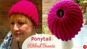 22 Ponytail Chained Ribbing Knitted Hat Knitting A Stretchy Ponytail Hat Youtube Knitted Hats Ponytail Hat Hats