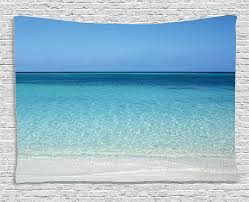 Ambesonne Ocean Decor Collection Clear Water At The Beach In Atlantic Sea Cuba Coasts With Fantastic Sky Scenery Art Bedro Ocean Tapestry Ocean Decor Scenery