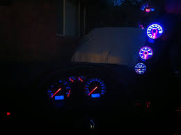 Three Gauges Mounted Up On The Pillar In The Du C Golf Match Theme And Colors To Standard Dash Lights Dash Lights Led Neon Lighting Led Lights