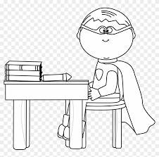Mother clipart images black and white #14323793. Black And White Boy Superhero At School Desk Superhero Kids Black And White Clipart Hd Png Download 1362x1277 3525961 Pngfind