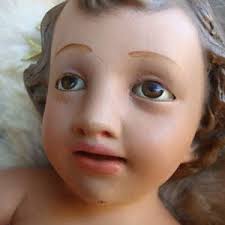 Vintage Baby Jesus Creche Statue Chippy Plaster Chalk Chalkware Religious  Nativity Figure Scary Creepy