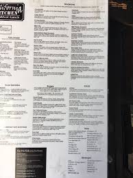 menu of california kitchen restaurant