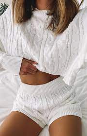 Soft Blase Knitted Two Piece Set White Xl Cute Lounge Outfits Women Clothing Boutique Cozy Outfit