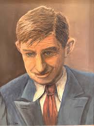 Vintage Will Rodgers Portrait Acrylic Painting 20" x 16" Paul Ober