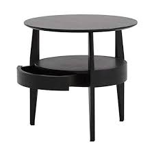 Wynzybz Round Solid Wood Coffee Table Side Table Small Coffee Table With Drawers Upper And Lower Black Coffee Table Solid Wood Coffee Table Coffee Table Wood