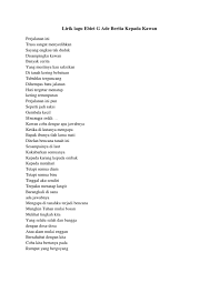 Friday, may 30, 2014 jika ada sebarang masalah tentang chord lagu diatas sila buat aduan pada form report chord yang disediakan. Lirik Lagu Ebiet G Ade Berita Kepada Kawan