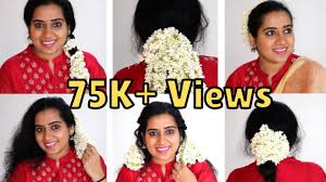 There are many indian women who love add a touch of festivity and feminine appeal to your hair by adorning your textured, messy updo with fresh jasmine gajra. 7 Easy Gajra Hairstyles Jasmine Flower Hairstyles à´® à´² à´²à´ª à´ª Hairstyles Mullapoo Hairstyles Youtube