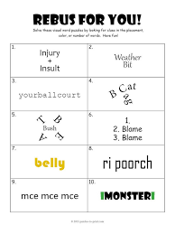 Rebuses are sometimes used in crossword puzzles, with multiple letters or a symbol fitting into a single square. Rebus Worksheet 3