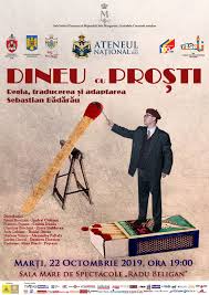 Dineu cu prosti e o piesa vesnic actuala.in primul rand prin calitatea scriiturii si , fara doar si poate , datorita transparentei actiunii, usor de adaptat in orice societate posibila.personajul principal este un mare naiv, el face parte din familia personajelor etalon ce au fost intruchipate de mari artisti ai tuturor. Dineu Cu ProÈti Ateneu IaÈi