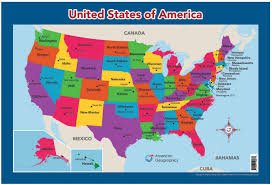 Amazon Com Usa Map For Kids United States Wall Desk Map 18 X 26 Laminated Office Products