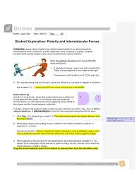 Check spelling or type a new query. Polarity And Intermolecular Forces Lab Sheet Student Exploration Polarity And Intermolecular In 2021 Intermolecular Force Student Force