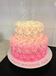 Female Rose Gold 21st Birthday Cakes 2 Tier Ombre Buttercream Rose Cake Wedding Cake Pinterest Tiered Cakes Birthday 21st Birthday Cake For Girls 21st Birthday Cakes