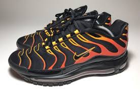 Black And Orange Air Max 97 Get The Nike Air Max 97 Plus Shock Orange Now Dr Wong Emporium Of Tings Web Magazine Sneakers Men Fashion Nike Air Max 97 Nike Air Max