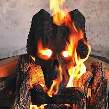 It didn't say it on the bag. Gas Log For Fireplace Camp Fire Firepit Myard Fireproof Demon Fire Pit Skull Halloween Decor Demon Black Skull 1pk Hollow Flame From Eye Holes Fire Pits Bowls Patio Lawn Garden