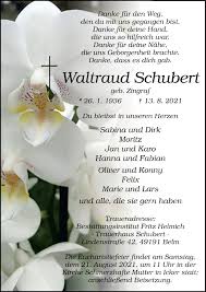 Traueranzeigen von Waltraud Schubert