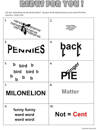 Rebus Puzzles From Puzzle To Print Set 2 Word Puzzles Brain Teasers Brain Teasers For Kids Word Pictures