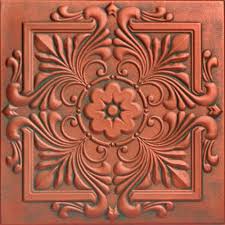 A La Maison Ceilings Victorian 1 6 Ft X 1 6 Ft Glue Up Plastic Ceiling Tile In Copper Patina Victorian Ceiling Tile Styrofoam Ceiling Tiles Plastic Ceiling Tiles