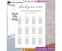 Modern Calligraphy Seating Chart Template Rustic Seating Chart Template 47