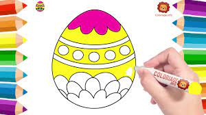 Dessin Oeuf de Pâques - Comment dessiner un oeuf de pâques ? Coloriage Pâques  Dessin - YouTube