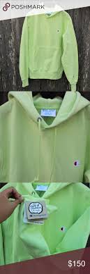 Black And Neon Green Champion Hoodie Champion Reverse Weave Hoodie Urban Outfitter Lime Champion Reverse Weave Hoodies Lightweight Shirts